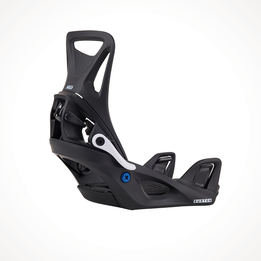 Product image: Burton Step On Re Flex 2024 Womens Kids Snowboard Binding Black, shown from the back.