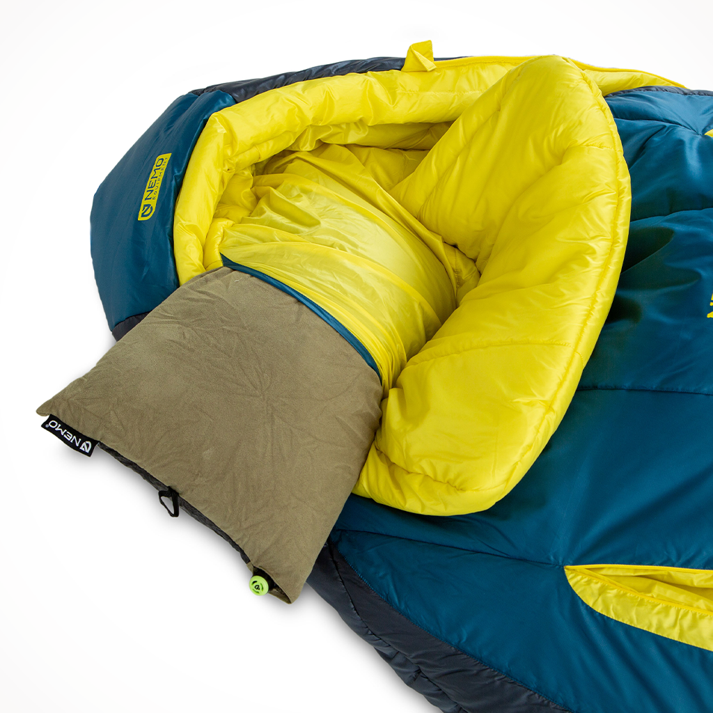 Product image: Camping Sleeping Bags Mens Nemo Forte Endless Promise 20 Abyss Green Sheen Pocket.