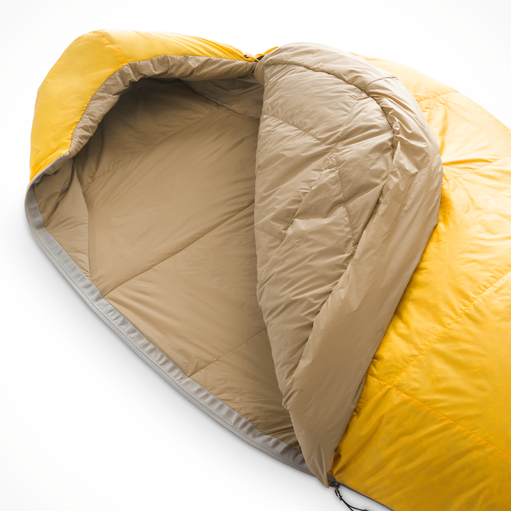 Product image: Camping Sleeping Bags Mens The North Face Trail Lite Down 35 TNF Yellow Khaki Stone Interior.