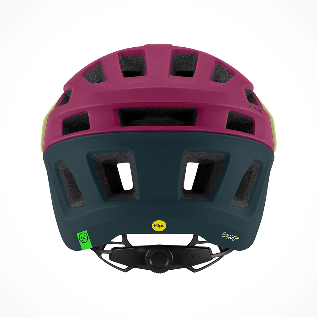Product image: E007572NT5559 Engage Mips Helmet Matte Huckleberry Lichen Pacific, shown from the back.