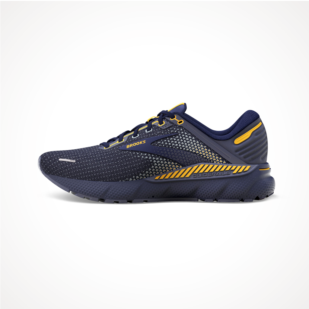 Product image: Footwear Brooks Mens Adrenaline GTS 22 Peacoat Grey Sunflower Side 2.