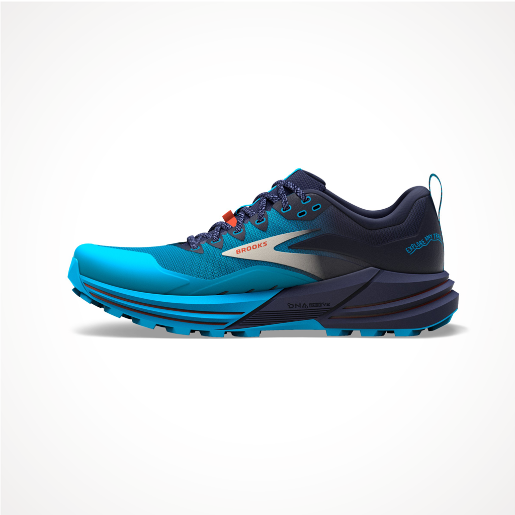 Product image: Footwear Brooks Mens Cascadia 16 Peacoat Atomic Blue Rooibos Side 2.