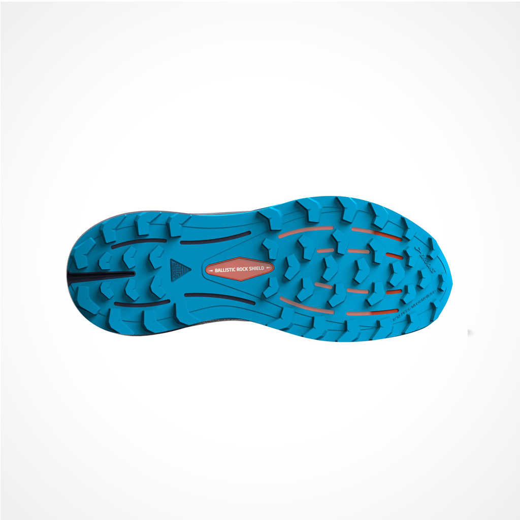Product image: Footwear Brooks Mens Cascadia 16 Peacoat Atomic Blue Rooibos, showing the outsole tread pattern.