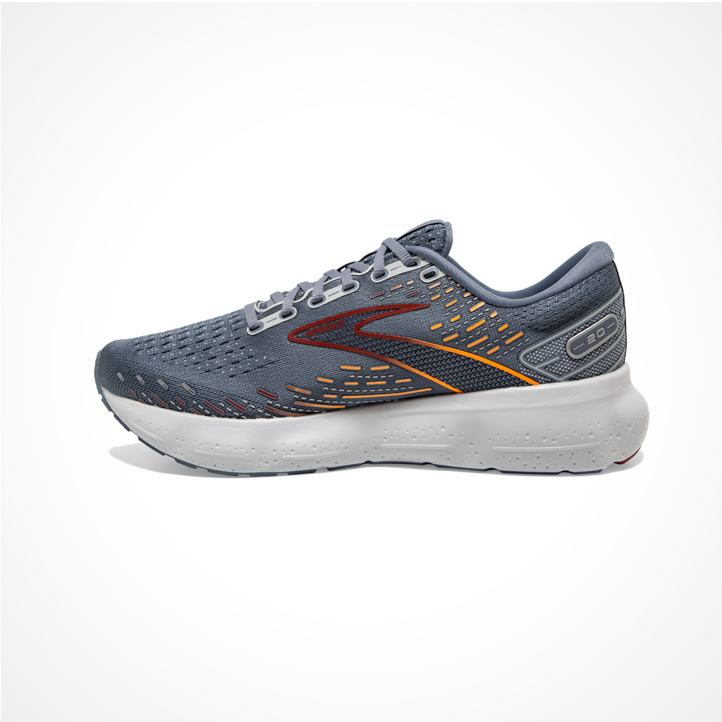 Product image: Footwear Brooks Mens Glycerin 20 Grey Chili Oil Orange Side 2.