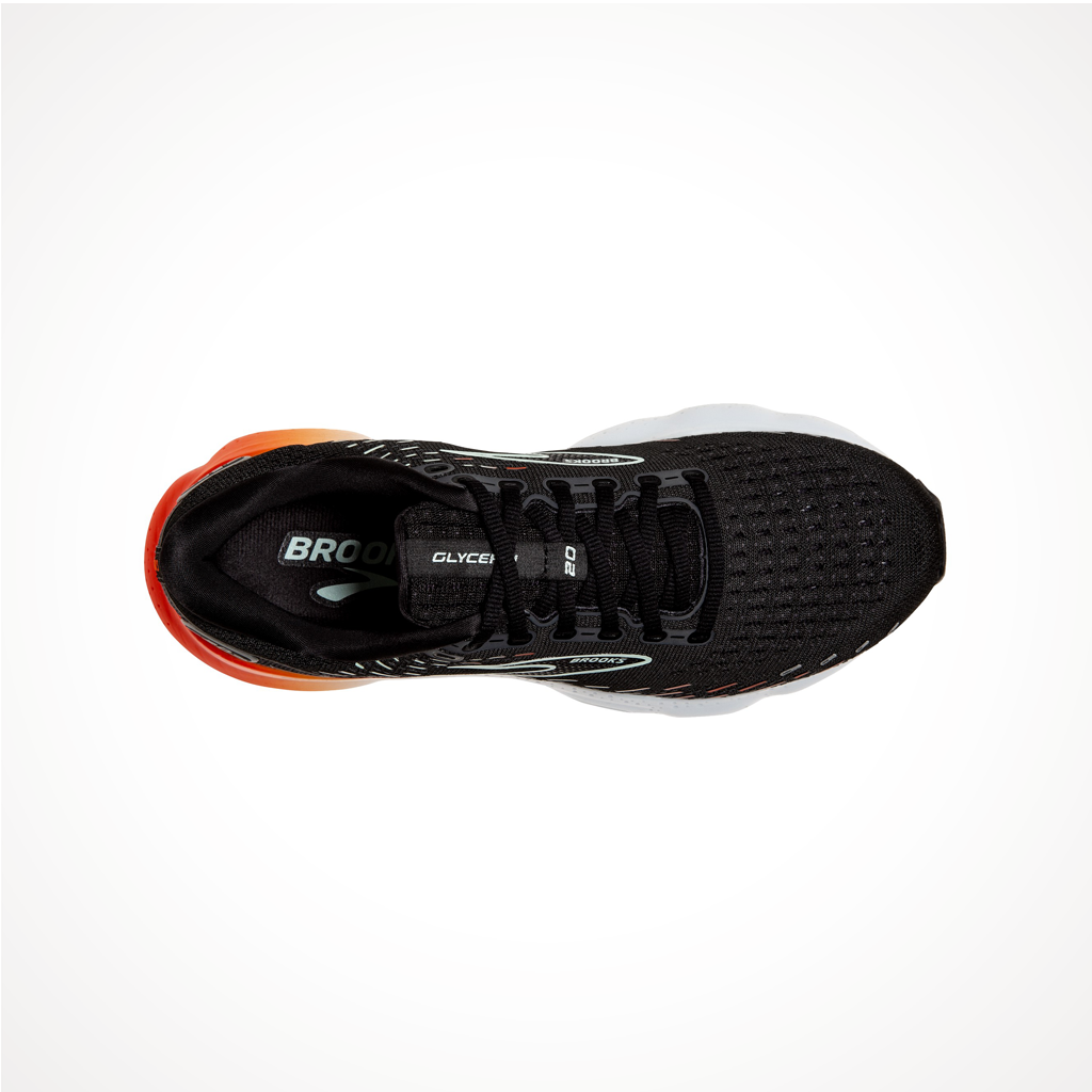 Product image: Footwear Brooks Womens Glycerin 20 Black Red Opal, shown from above.