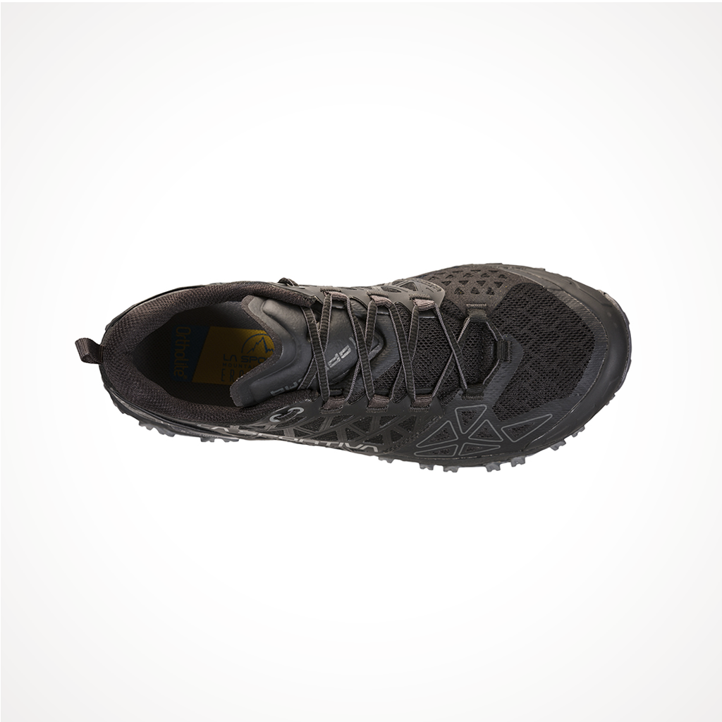 Product image: Footwear La Sportiva Womens Bushido II Black Carbon, shown from above.