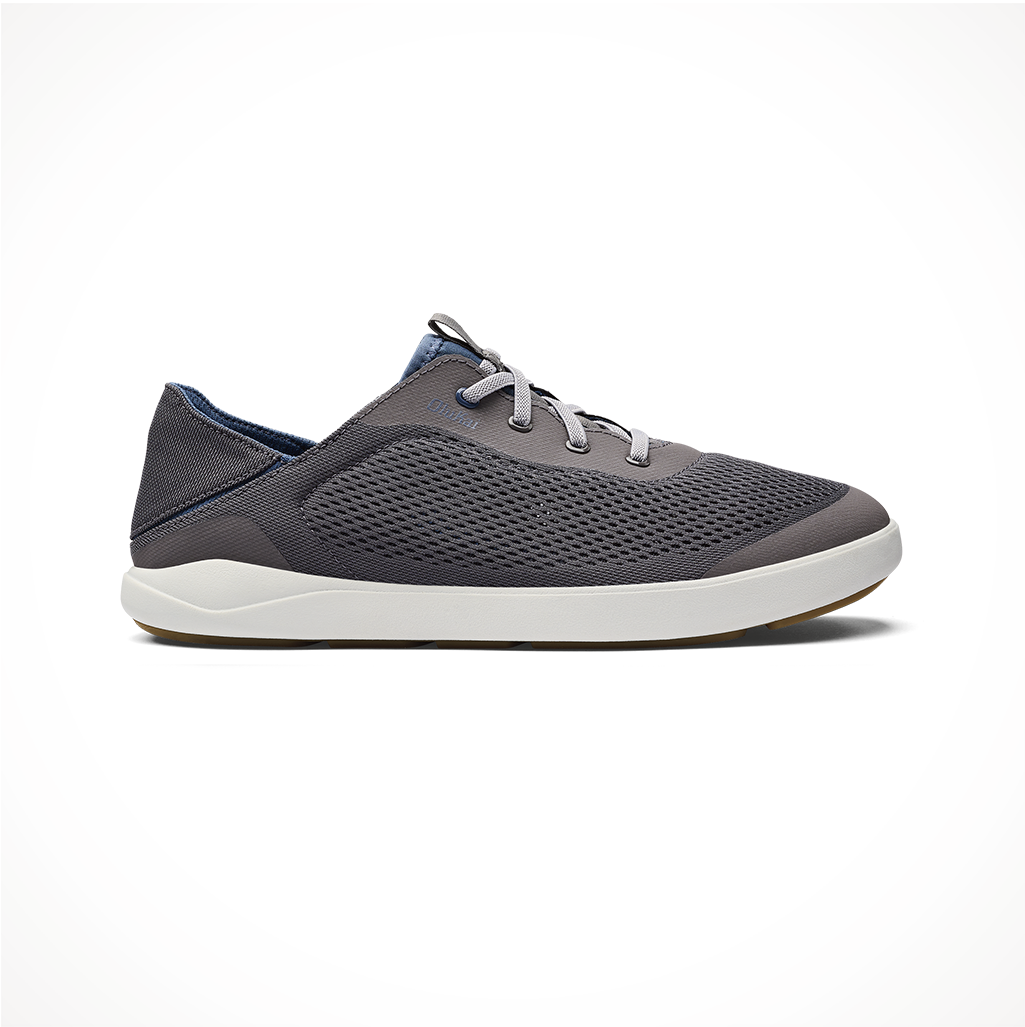 Product image: Footwear Olukai Mens Moku Pae Pavement Vintage Blue, side profile view.