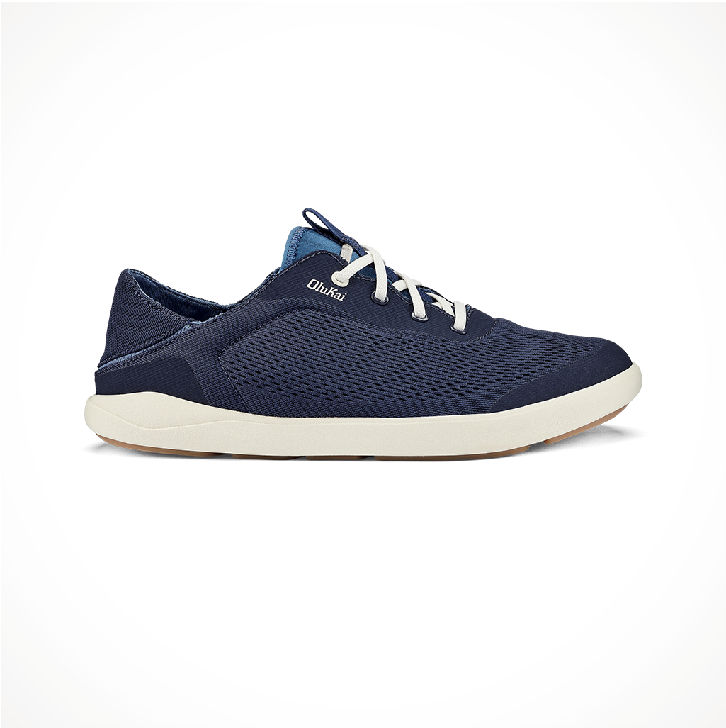 Product image: Footwear Olukai Mens Moku Pae Trench Blue Off White, side profile view.
