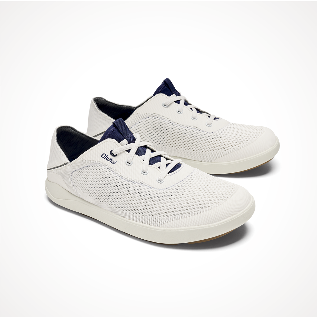 Product image: Footwear Olukai Mens Moku Pae Bright White Pacifica, shown from a three-quarter angled view.
