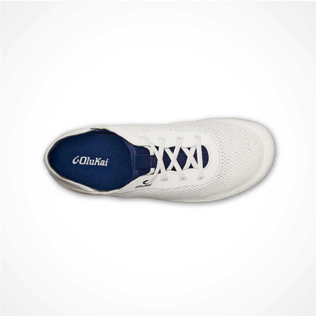 Product image: Footwear Olukai Mens Moku Pae Bright White Pacifica, shown from above.