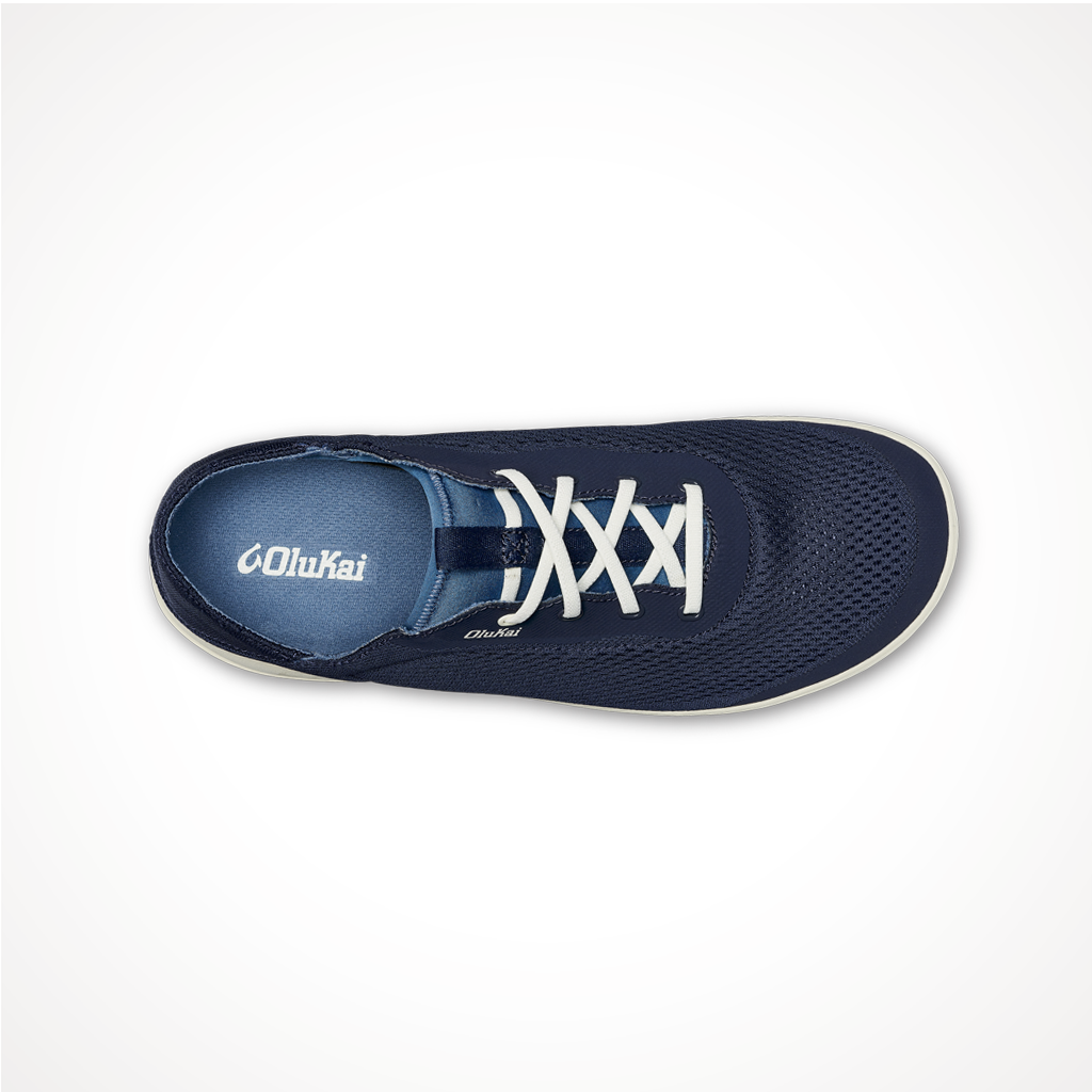 Product image: Footwear Olukai Mens Moku Pae Trench Blue Off White, shown from above.