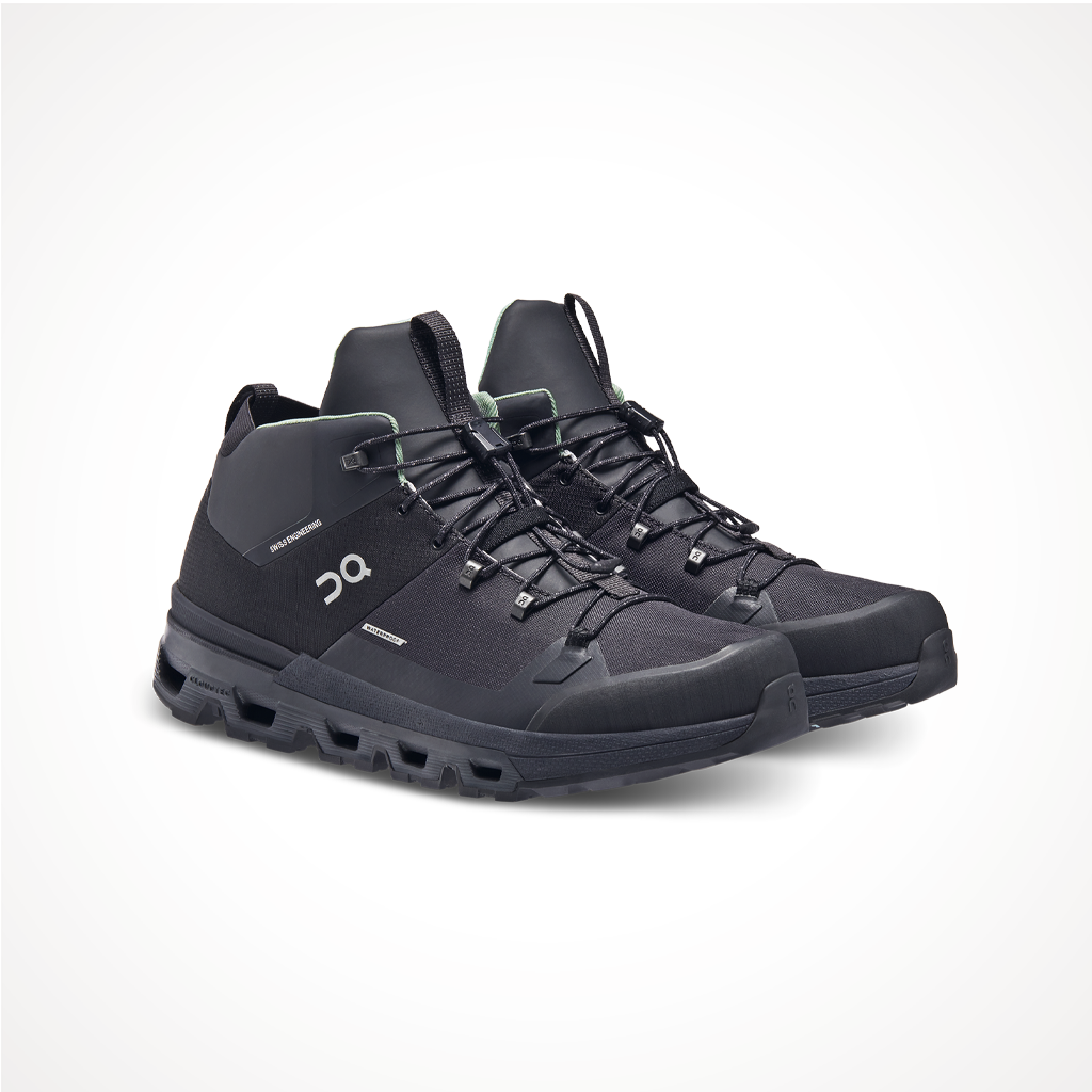 Product image: Footwear On Mens Cloudtrax Waterproof Black, shown from a three-quarter angled view.