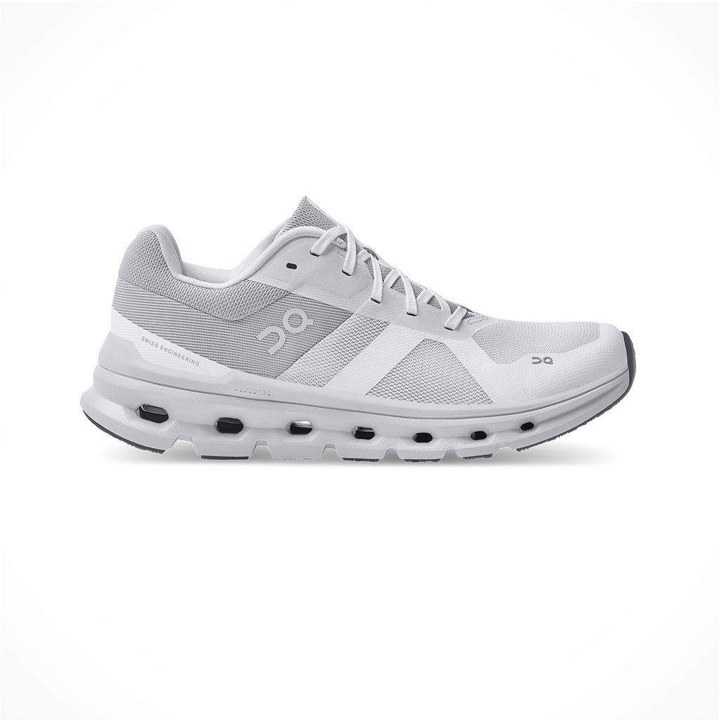 Product image: Footwear On Womens Cloudrunner White Frost, side profile view.