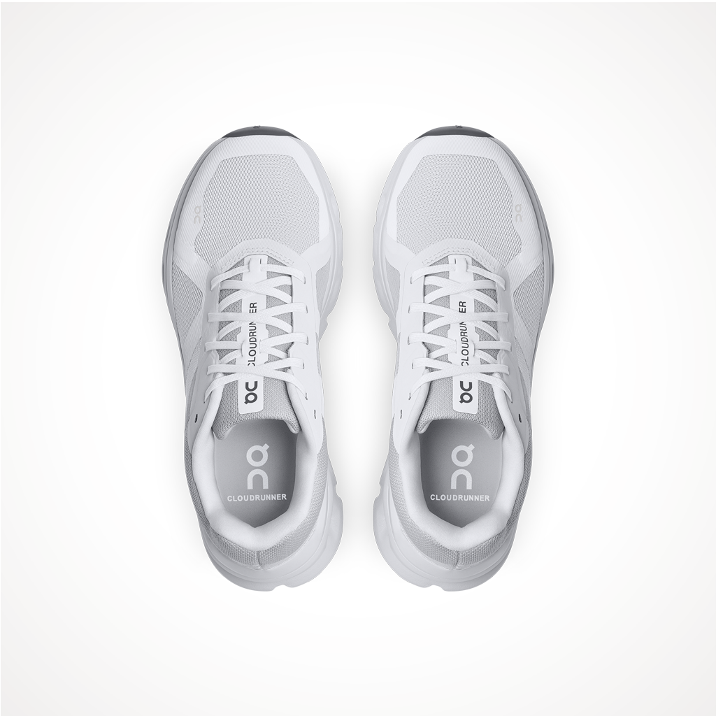Product image: Footwear On Womens Cloudrunner White Frost, shown from above.