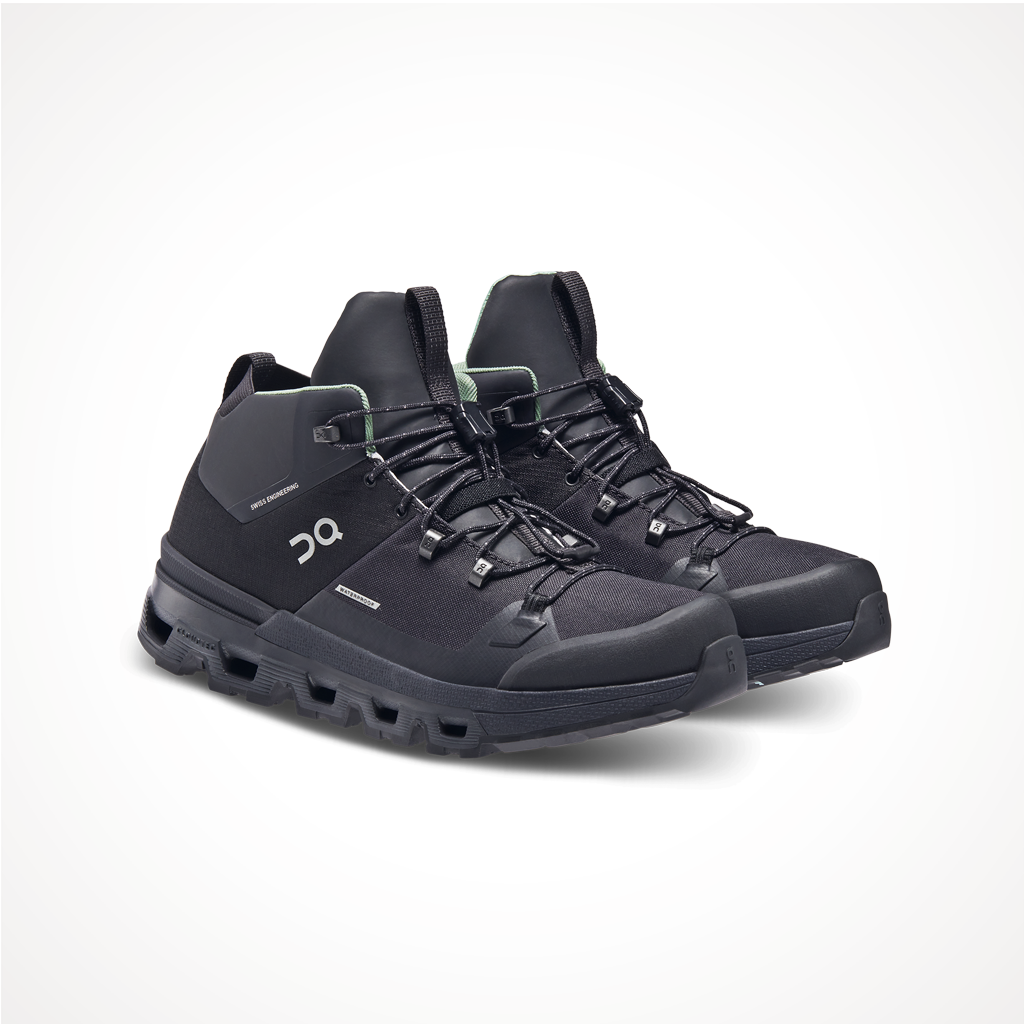 Product image: Footwear On Womens Cloudtrax Waterproof Black, shown from a three-quarter angled view.