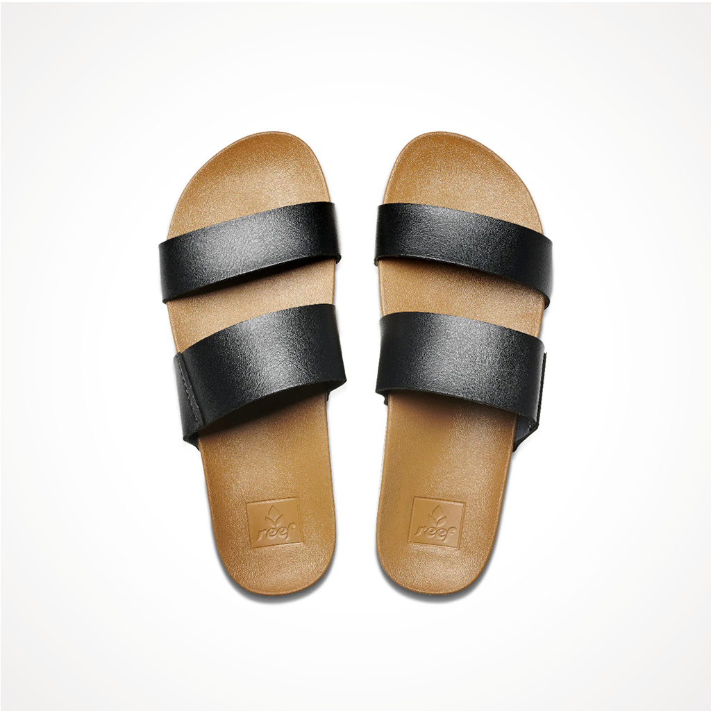 Product image: Footwear Reef Womens Cushion Vista Black Natural, shown from above.