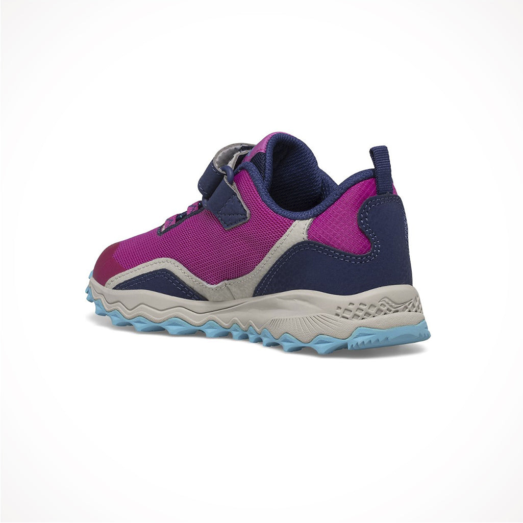 Product image: Footwear Saucony Kids Peregrine 12 Shield AC Navy Pink Turq Iso Rear.