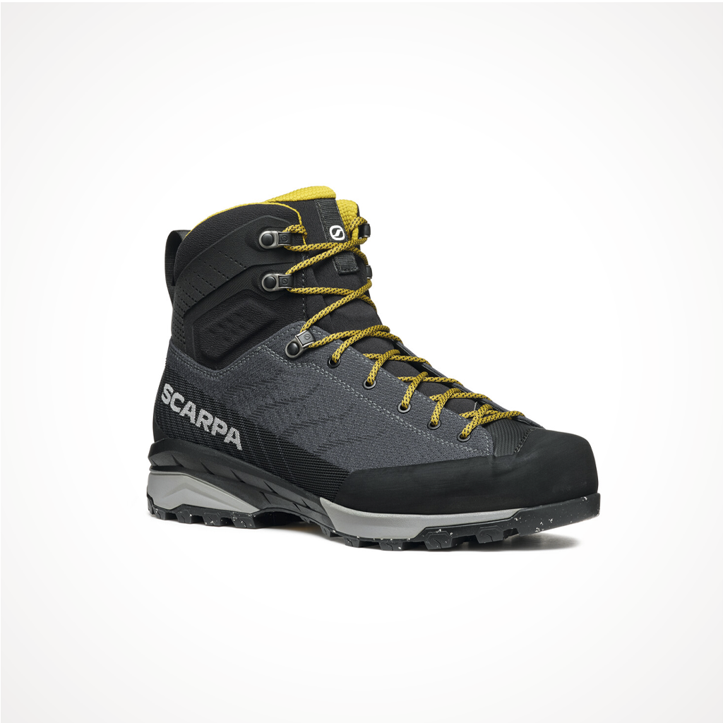 Product image: Footwear Scarpa Mens Mescalito TRK Planet GTX Grey Curry, shown from a three-quarter angled view.