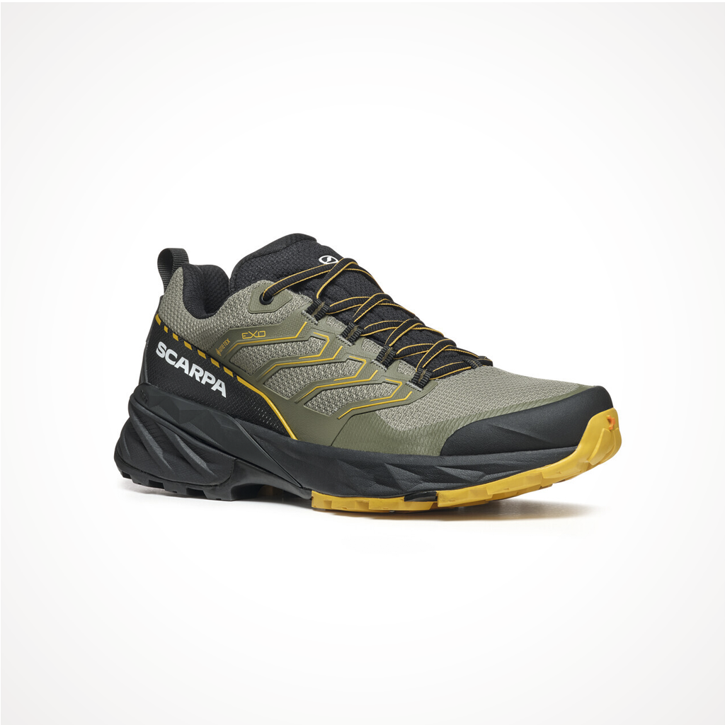 Product image: Footwear Scarpa Mens Rush 2 GTX Moss Sulphur, shown from a three-quarter angled view.