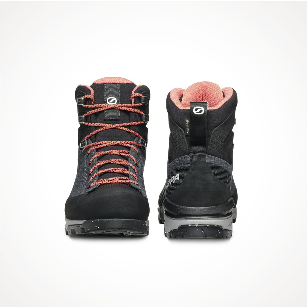 Product image: Footwear Scarpa Womens Mescalito TRK Planet GTX Grey Coral Heel Toe.