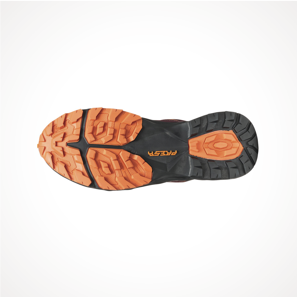 Product image: Footwear Scarpa Womens Rush 2 GTX Burgundy Dusty Orange, showing the outsole tread pattern.