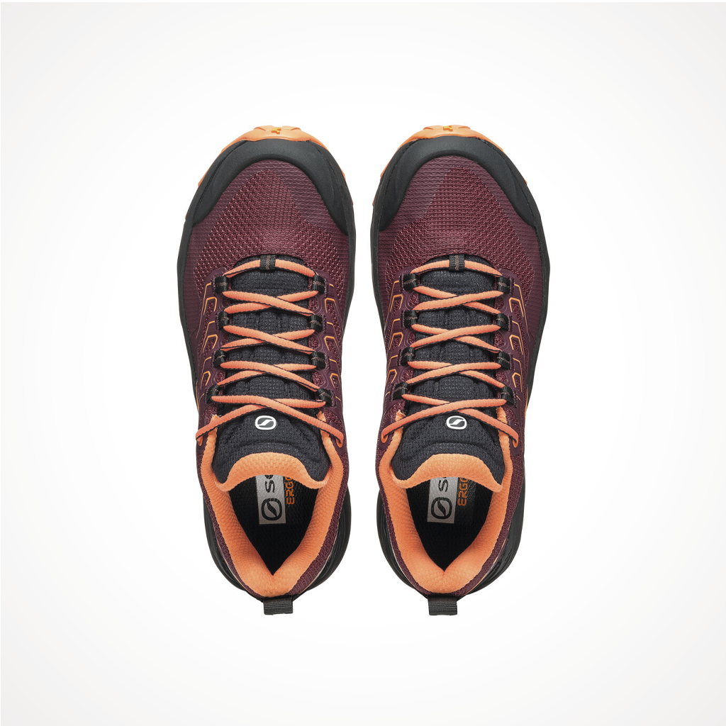 Product image: Footwear Scarpa Womens Rush 2 GTX Burgundy Dusty Orange, shown from above.