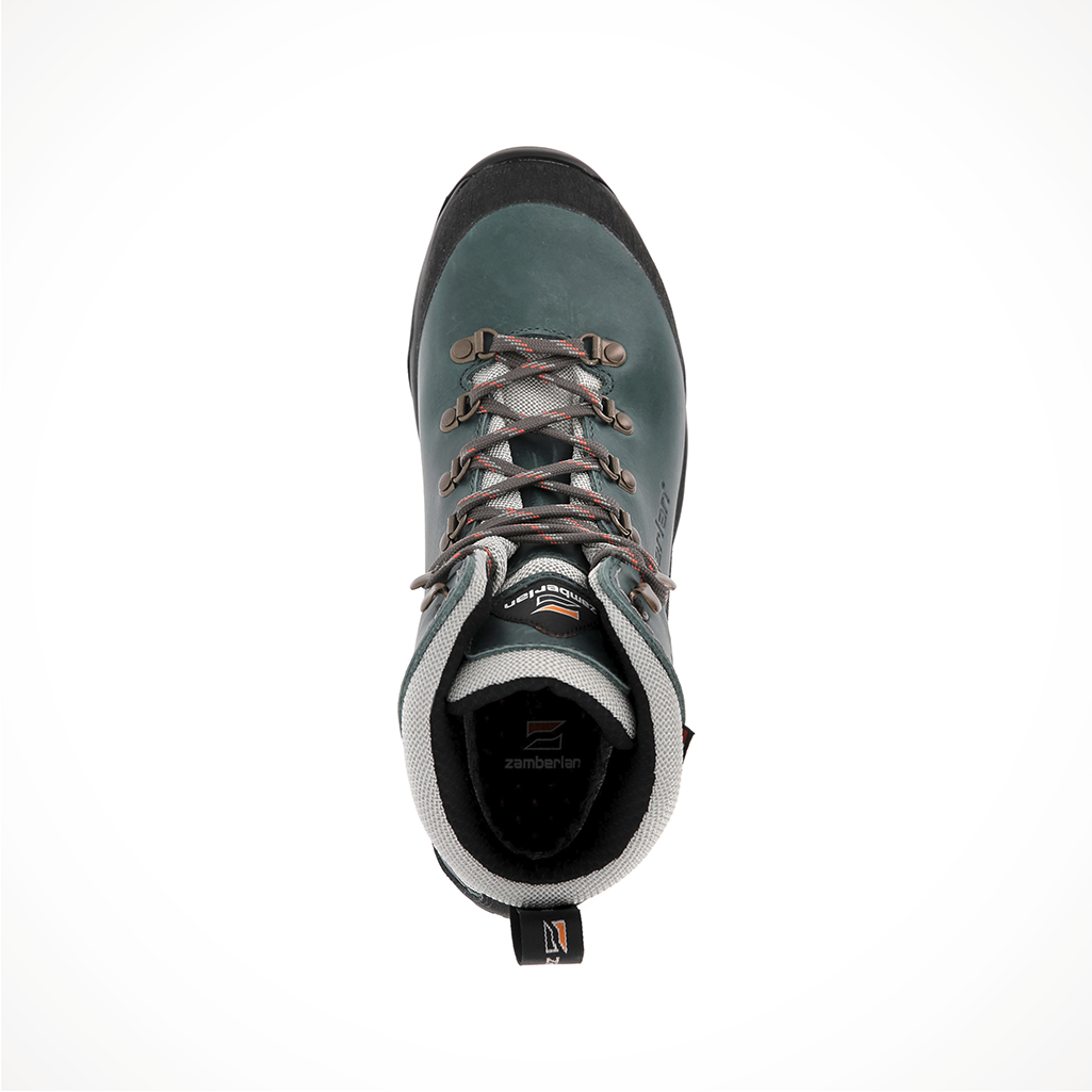 Product image: Footwear Zamberlan Womens Marie GTX RR Waxed Peacock, shown from above.