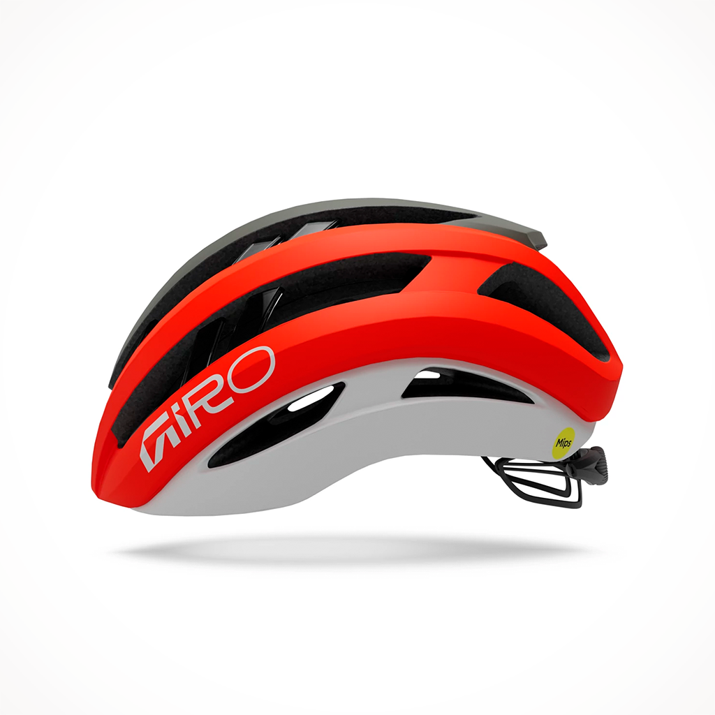Product image: Giro Aries Spherical Matte Flame Red 2026, side profile view.