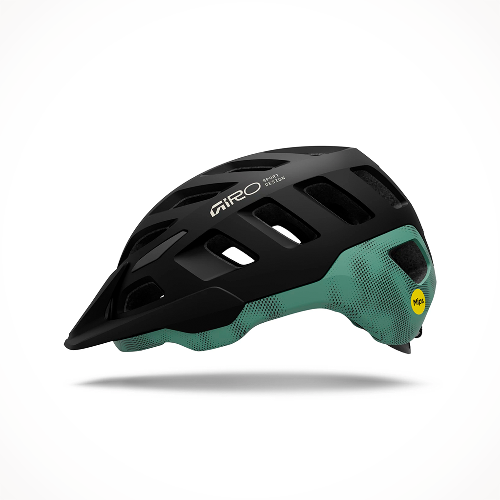 Product image: Giro Radix Mips Matte Motion Green 2026, side profile view.