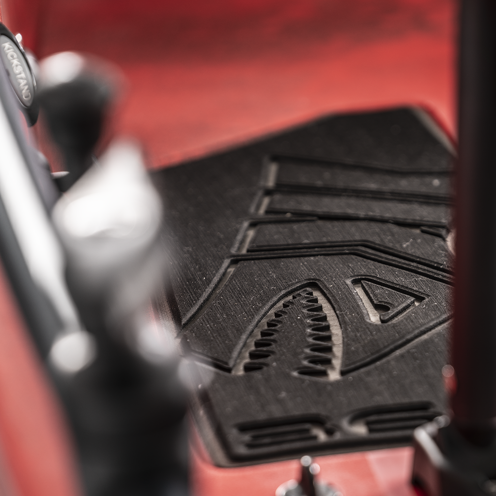 Product image: Hobie Mirage Pro Angler 14 360 IKE Red, close-up detail view.