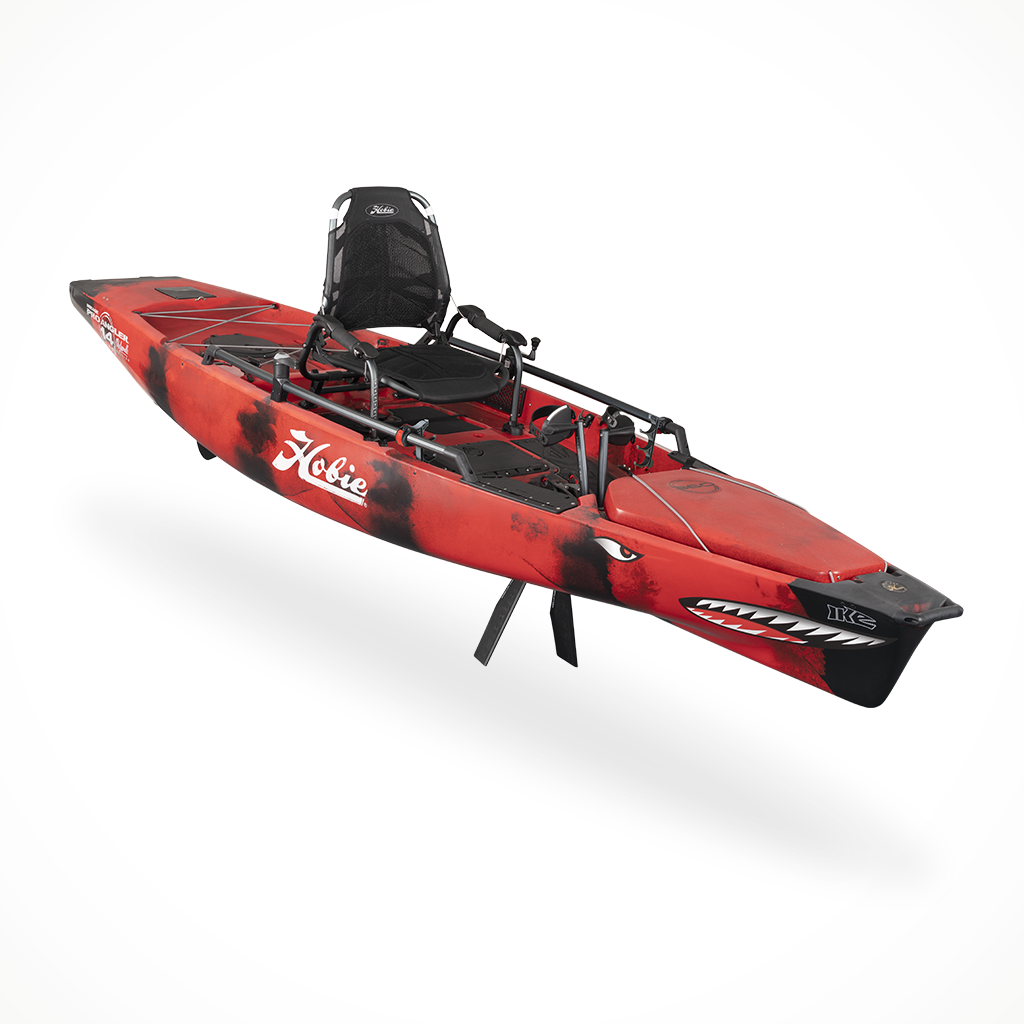 Product image: Hobie Mirage Pro Angler 14 360 IKE Red, shown from a three-quarter angled view.