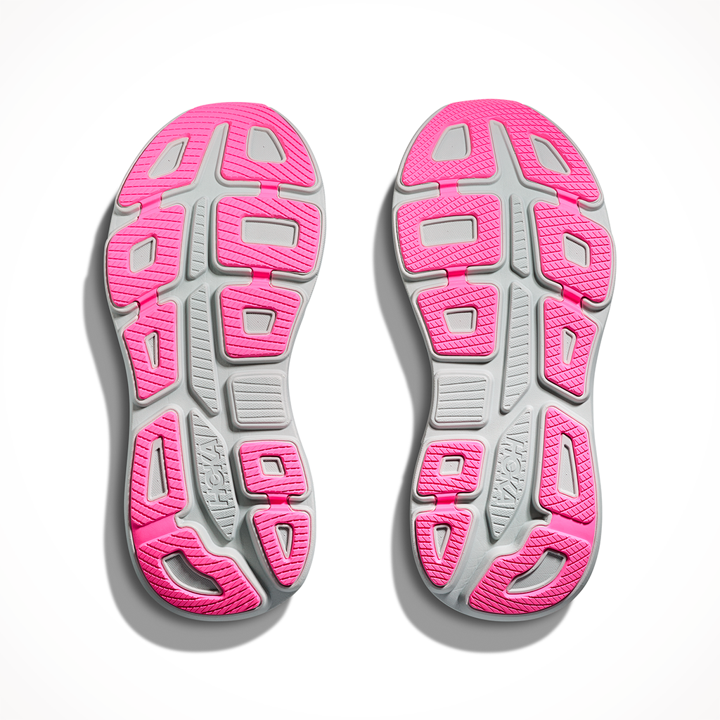 Product image: Hoka Bondi 9 Charcoal Grey Grey Skies Womens 2025, showing the bottom view.