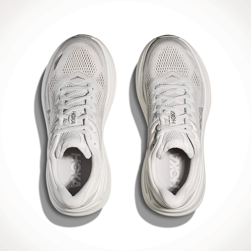 Product image: Hoka Bondi 9 Stardust Silver Womens 2025, shown from above.