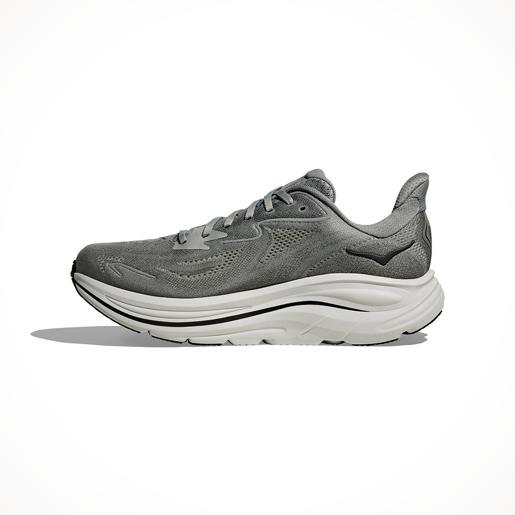Product image: Hoka Clifton 10 Galactic Grey Asteroid Mens 2025, shown from the left side profile.