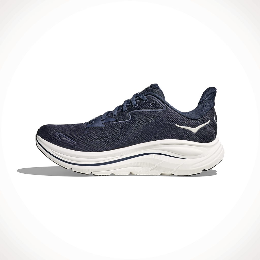 Product image: Hoka Clifton 10 Navy W Hite Mens 2025, shown from the left side profile.
