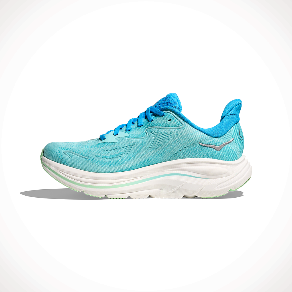 Product image: Hoka Clifton 10 Skyward Blue Cielo Blue Womens 2025, shown from the left side profile.