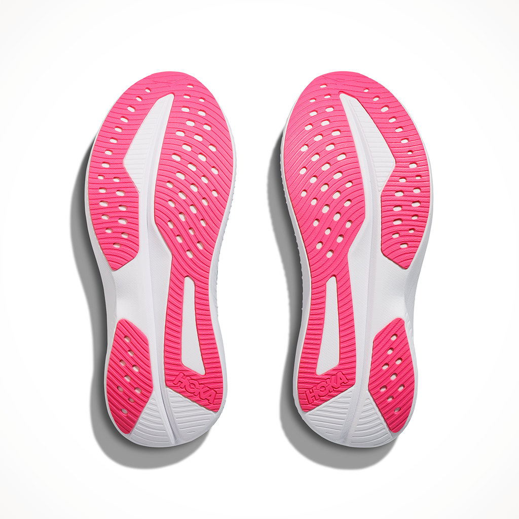 Product image: Hoka Mach 6 Jadeite Alpine Blue Womens 2025, showing the bottom view.