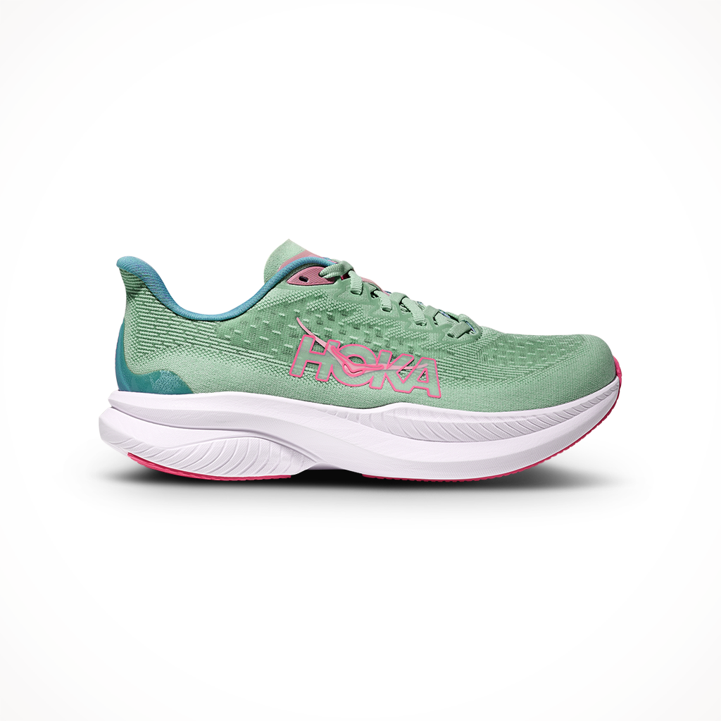 Product image: Hoka Mach 6 Jadeite Alpine Blue Womens 2025, shown in primary marketing view.