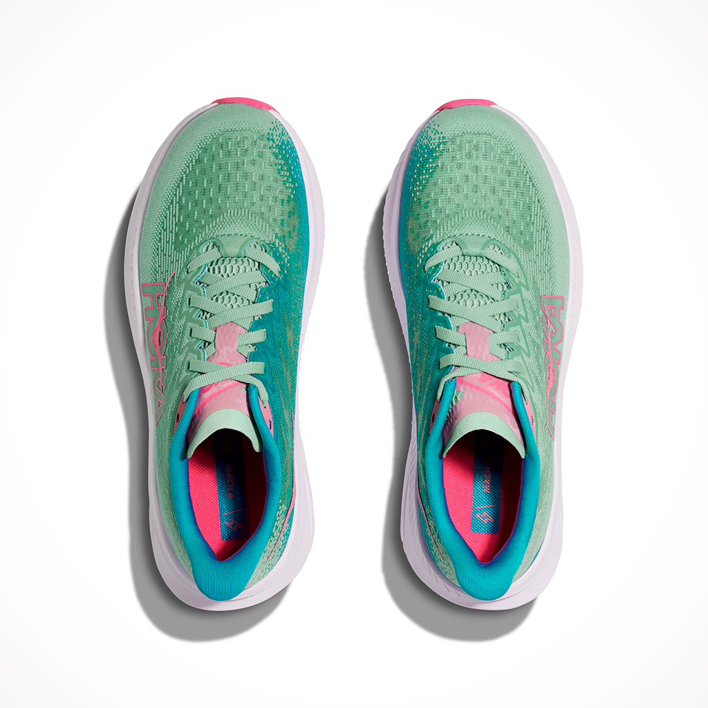 Product image: Hoka Mach 6 Jadeite Alpine Blue Womens 2025, shown from above.