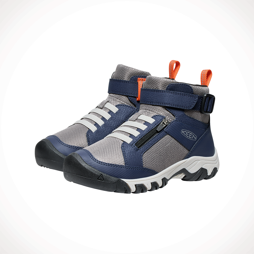 Product image: Keen Targhee Boundless Naval Academy Steel Grey Kids 2025, shown as a pair.