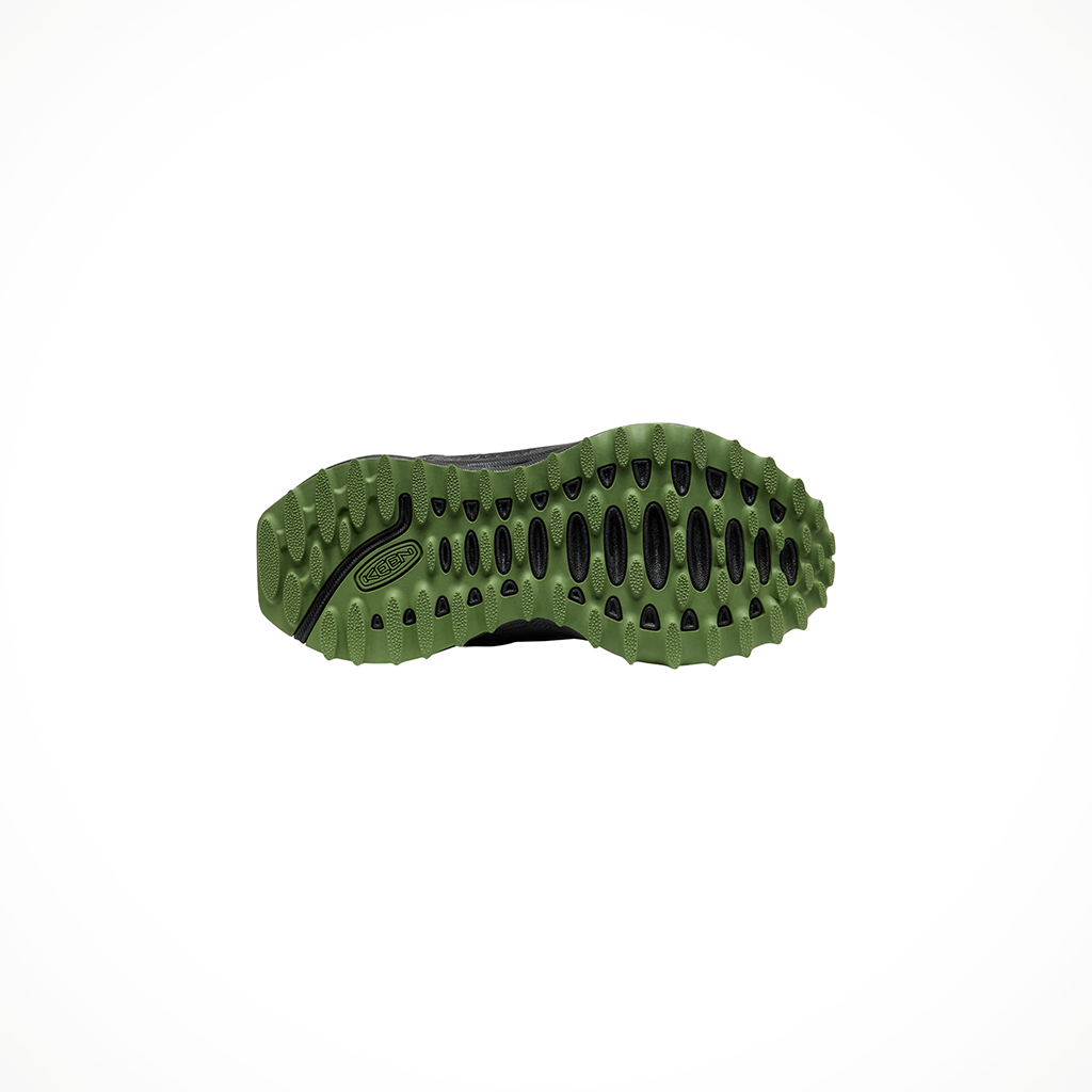 Product image: Keen Zionic WP Black Bronze Green Kids 2026, showing the bottom view.