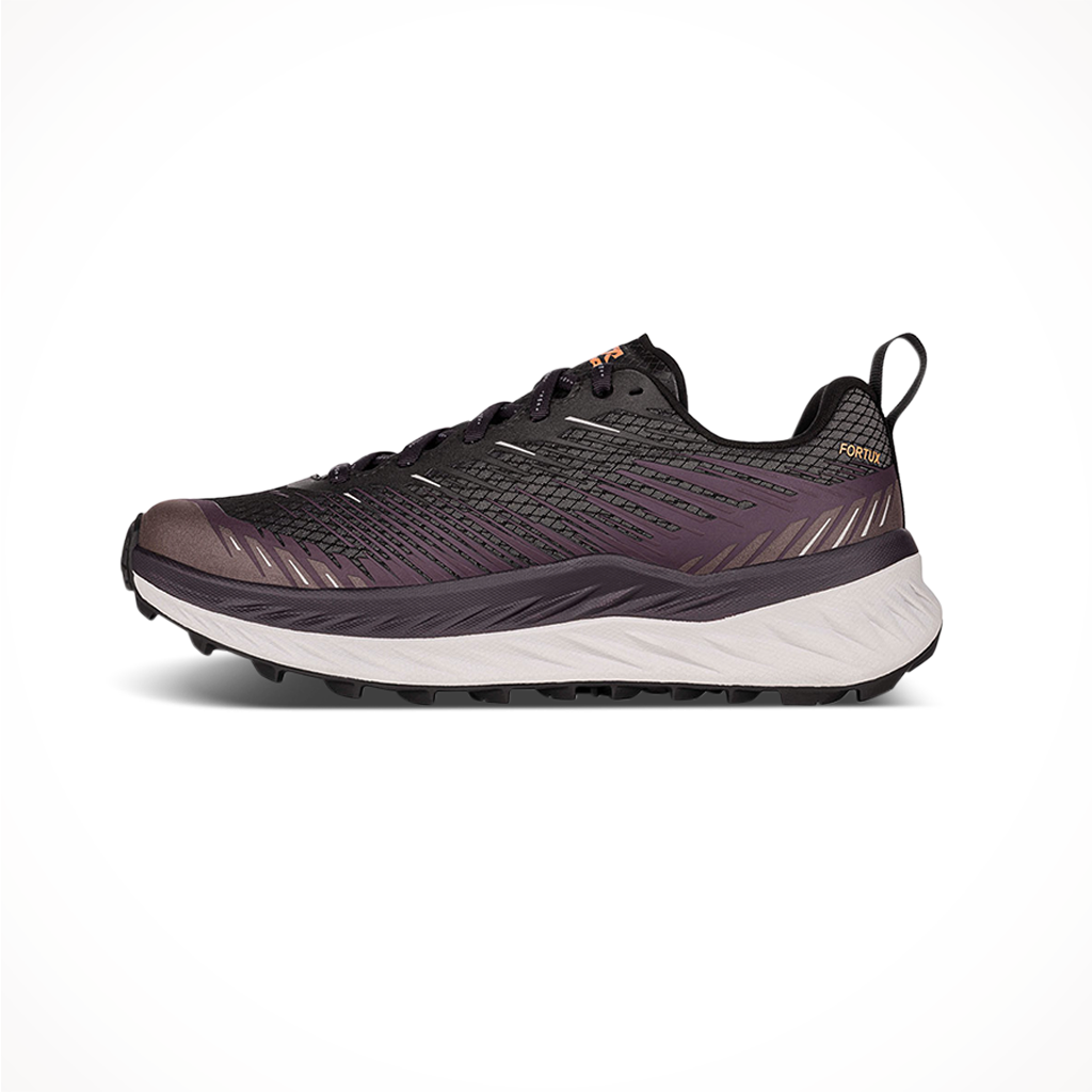 Product image: Lowa Womens Fortux Running Shoes Blackberry Melon, side profile view.