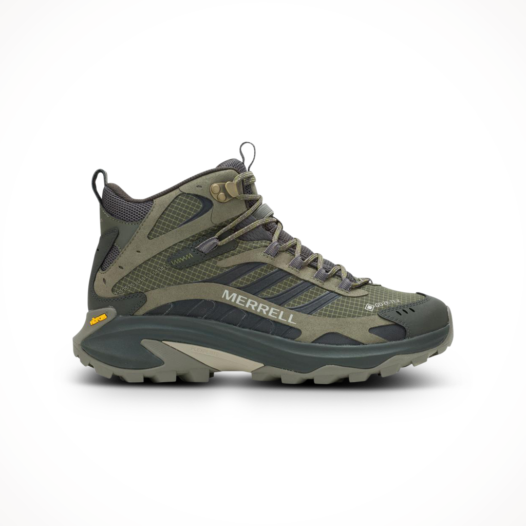 Product image: Merrell Moab Speed 2 Mid GTX Olive Mens 2025, shown in primary marketing view.