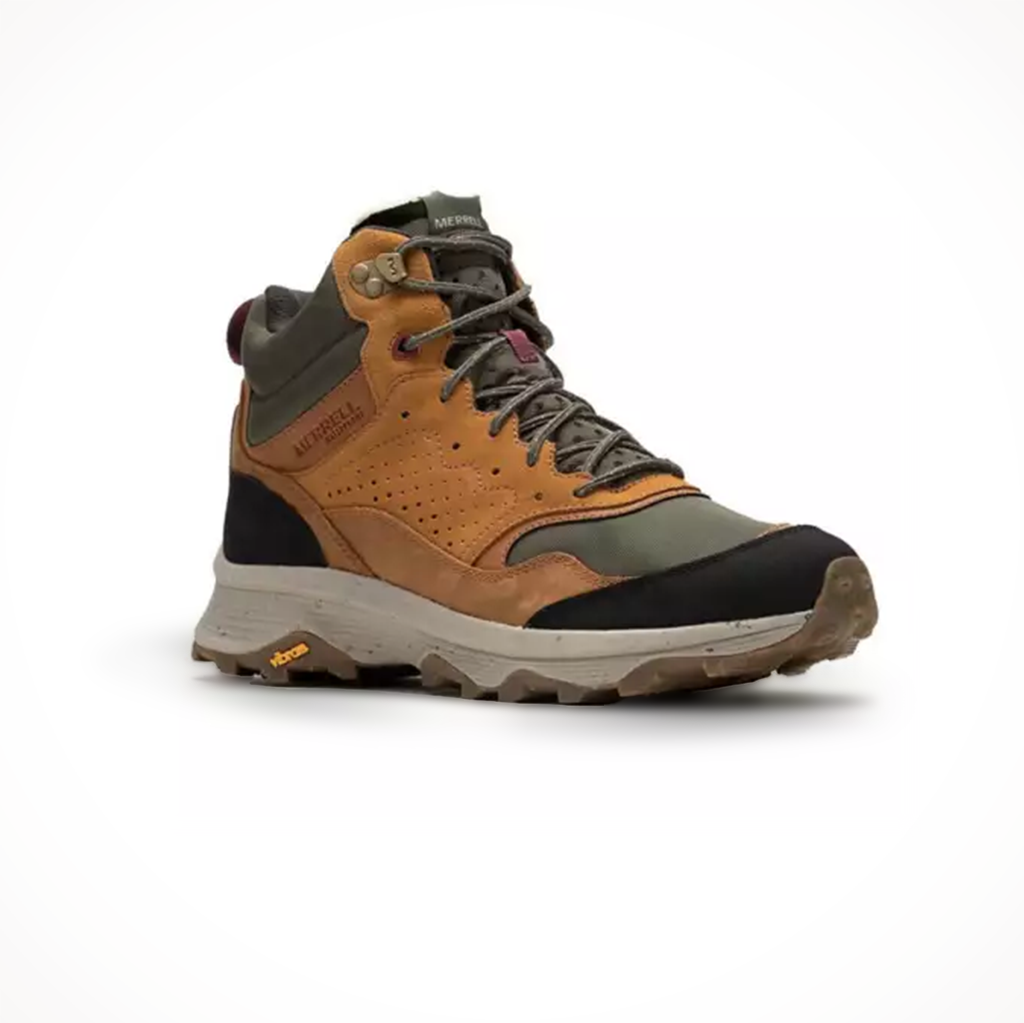 Product image: Merrell Mens Speed Solo Mid WP Spice, shown from a three-quarter angled view.