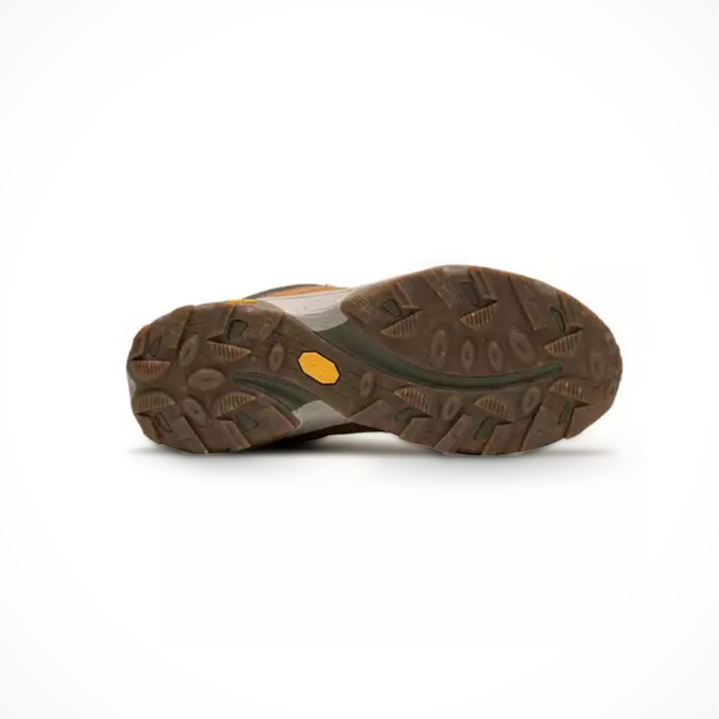 Product image: Merrell Mens Speed Solo Mid WP Spice, showing the outsole tread pattern.