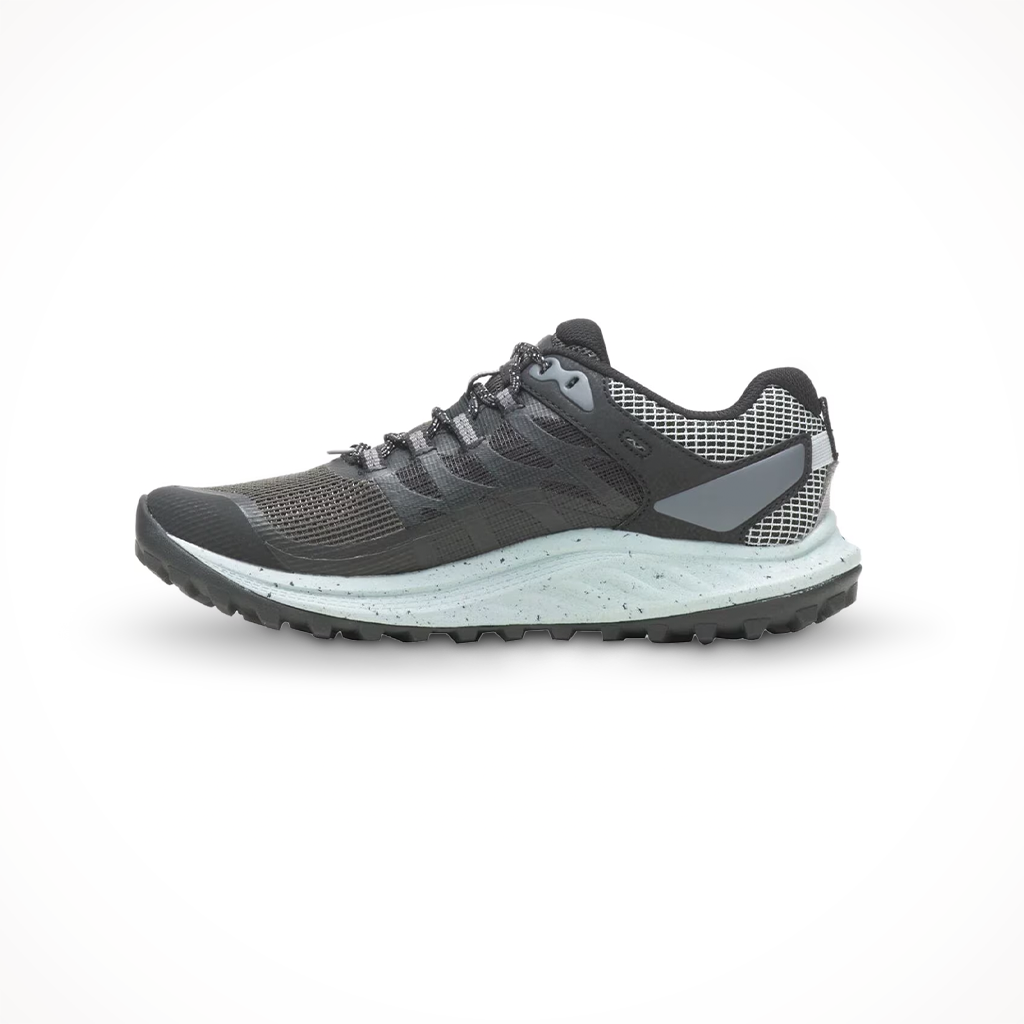 Merrell women's Antora 3 trail running shoe, shown from the left side profile.