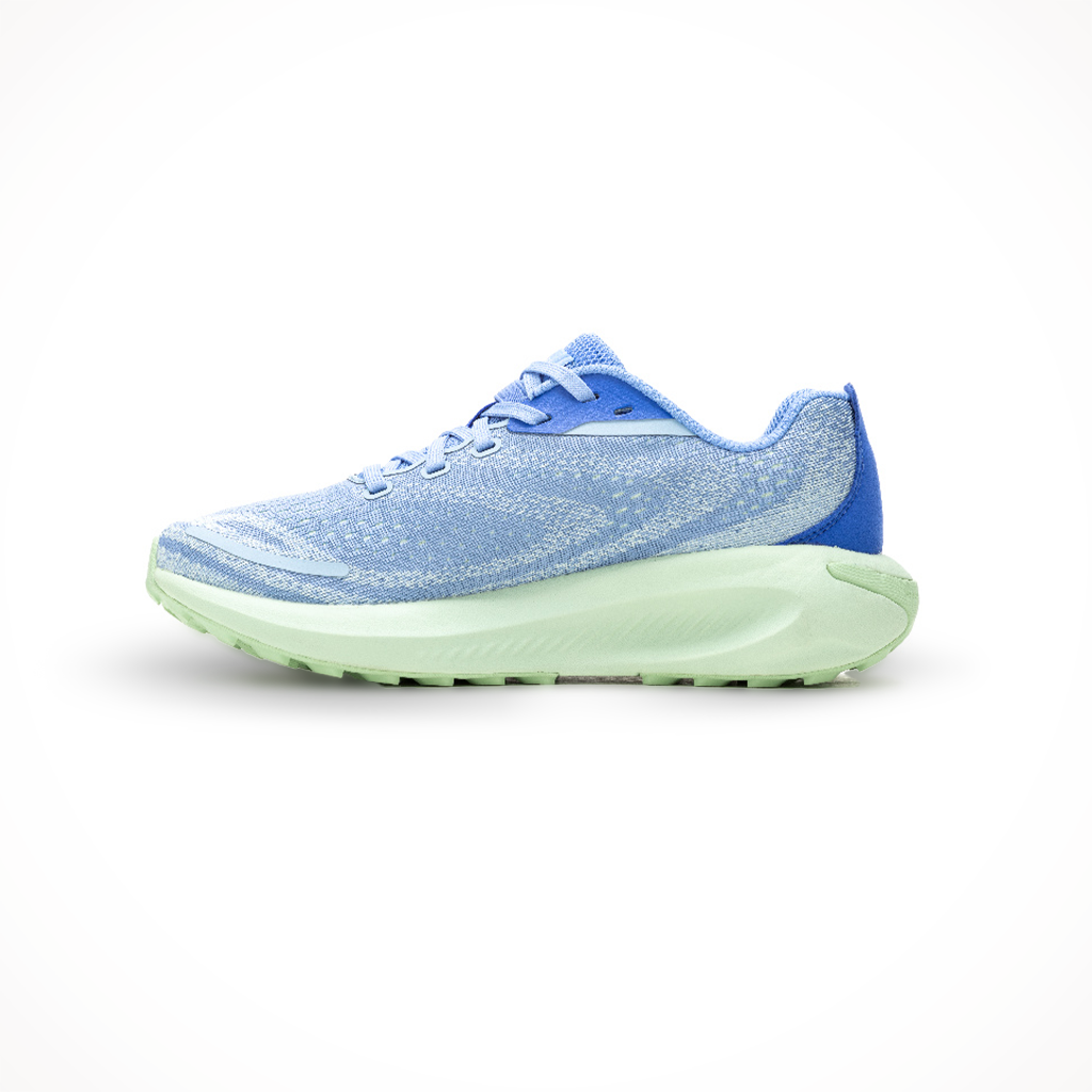 Merrell women's Morphlite trail running shoe in cornflower, shown from the left side profile.