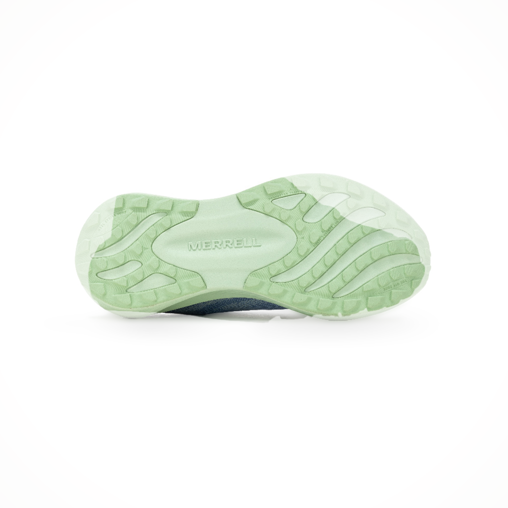 Merrell women's Morphlite trail running shoe in cornflower, showing the outsole tread pattern.