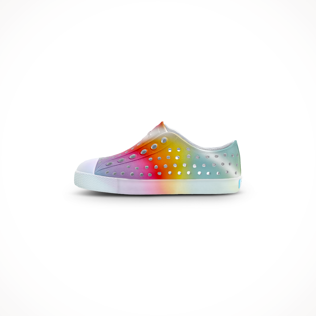 Product image: Native Jefferson Print Shell White Transparent Rainbow Kids 2026, shown in primary marketing view.