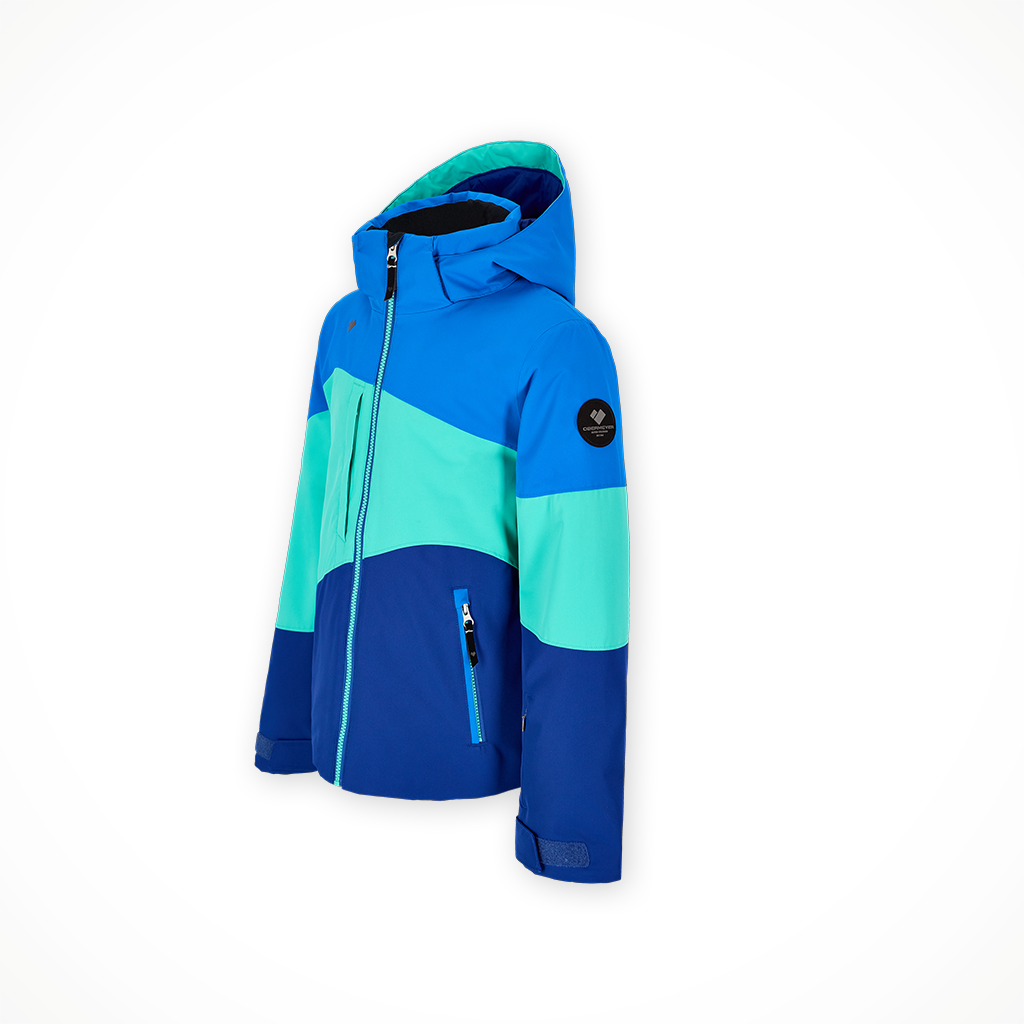 Product image: Obermeyer Reese Jacket Blue Depth Kids 2025, shown from a three-quarter angled view.